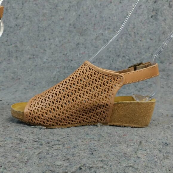 Eric Michael Wedge Sandals Womens 36 EU Phoebe Cork Heel Slingback Slip On Taupe - Picture 2 of 11